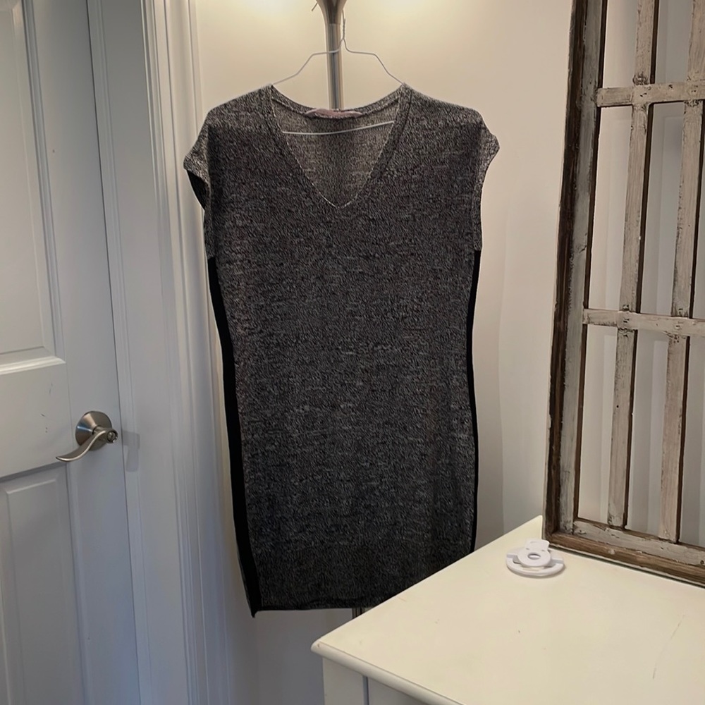 Grey and Black stretchy above knee dress.